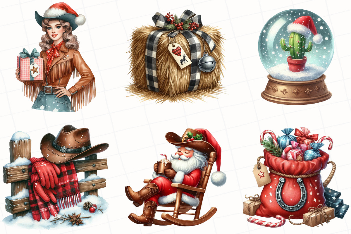 Watercolor Western Christmas Clipart, an Illustration by OK Design (Photo 4 of 5)