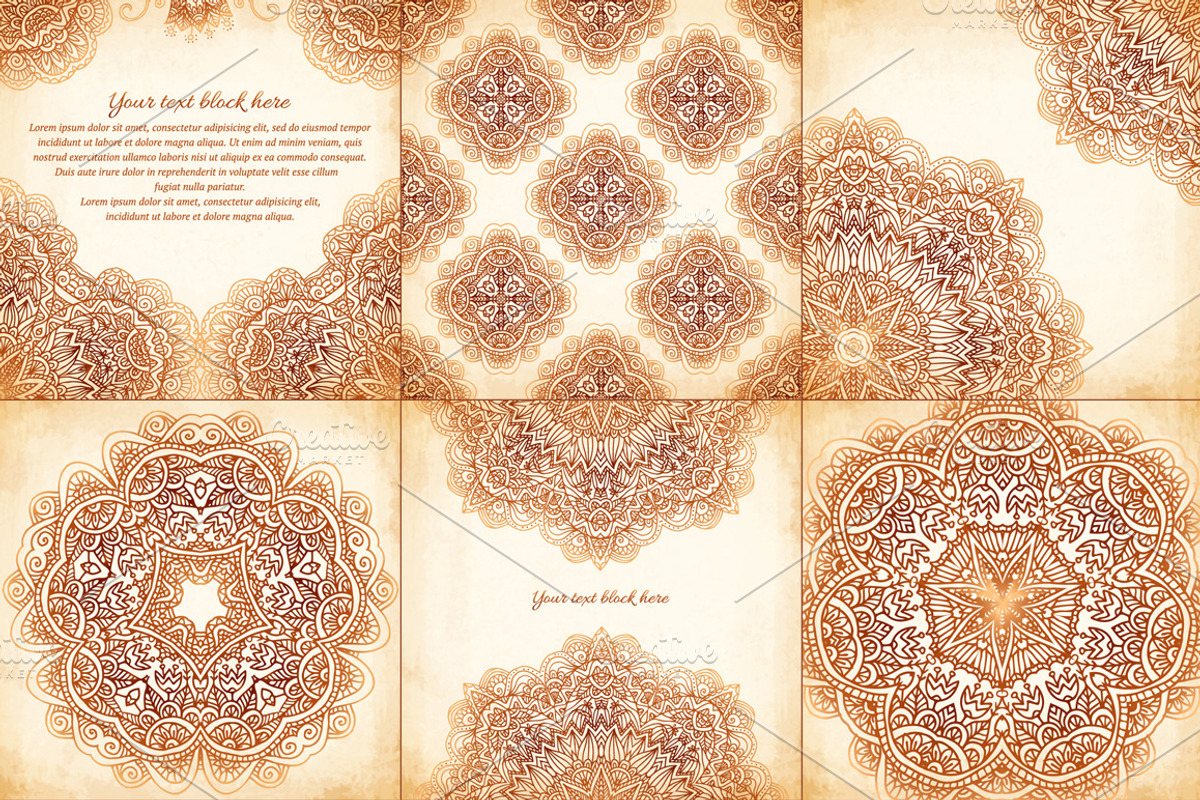 Mehndi Backgrounds BIG set, a Pattern Graphic by Art of Sun (Photo 4 of 12)
