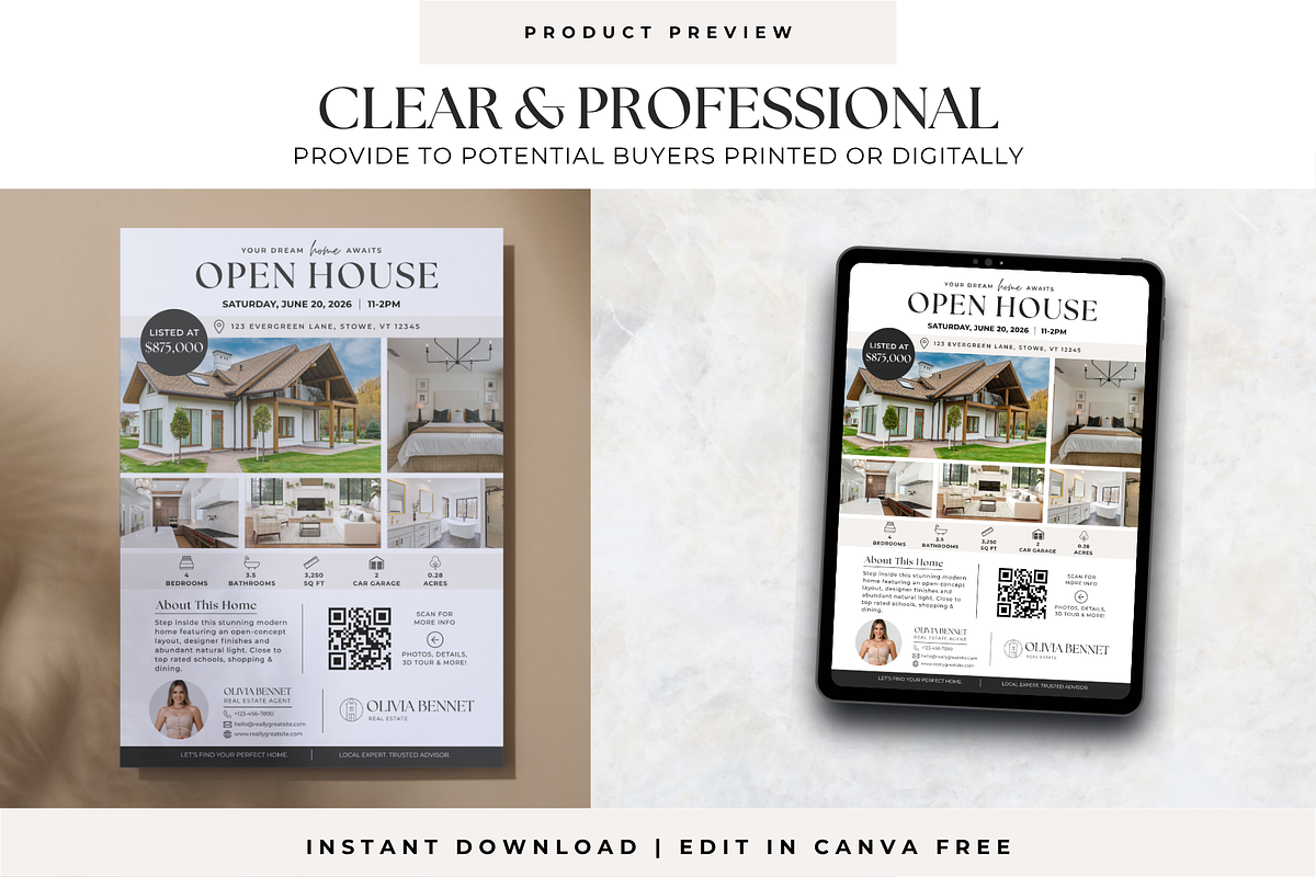 Real Estate Open House Flyer, a Flyer Template by BrandhavenStudio (Photo 3 of 12)