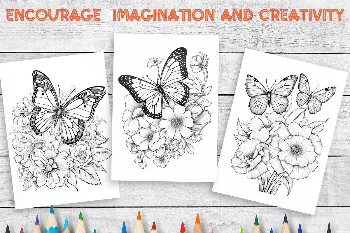 Flowers and Butterfly Coloring Book, an Animal Illustration by LA Design (Photo 6 of 10)