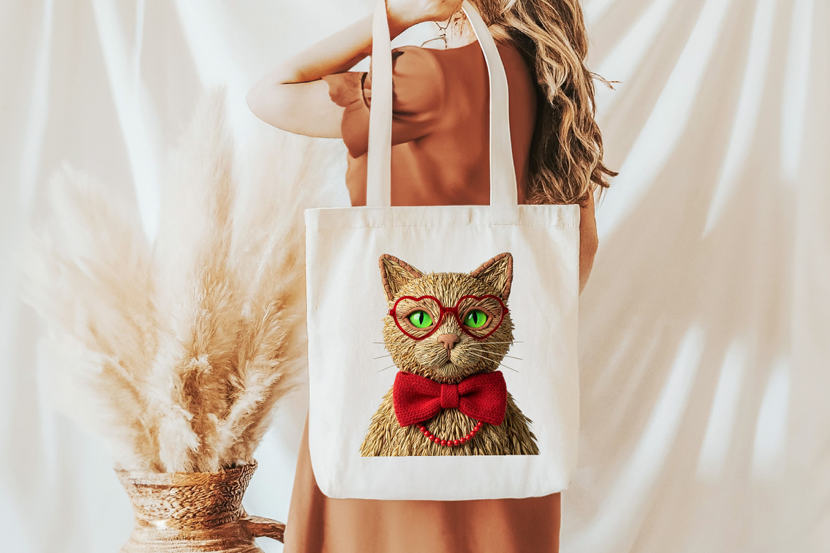 Yarn Crochet Cat Valentine's Day PNG, an Illustration by DreamCafeArt (Photo 3 of 8)