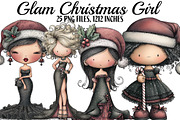 Watercolor Glam Christmas Girl, an Illustration by DreamArtGraphic (Thumbnail 1 of 5)