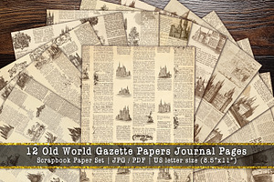 Old World Gazette Scrapbook Papers