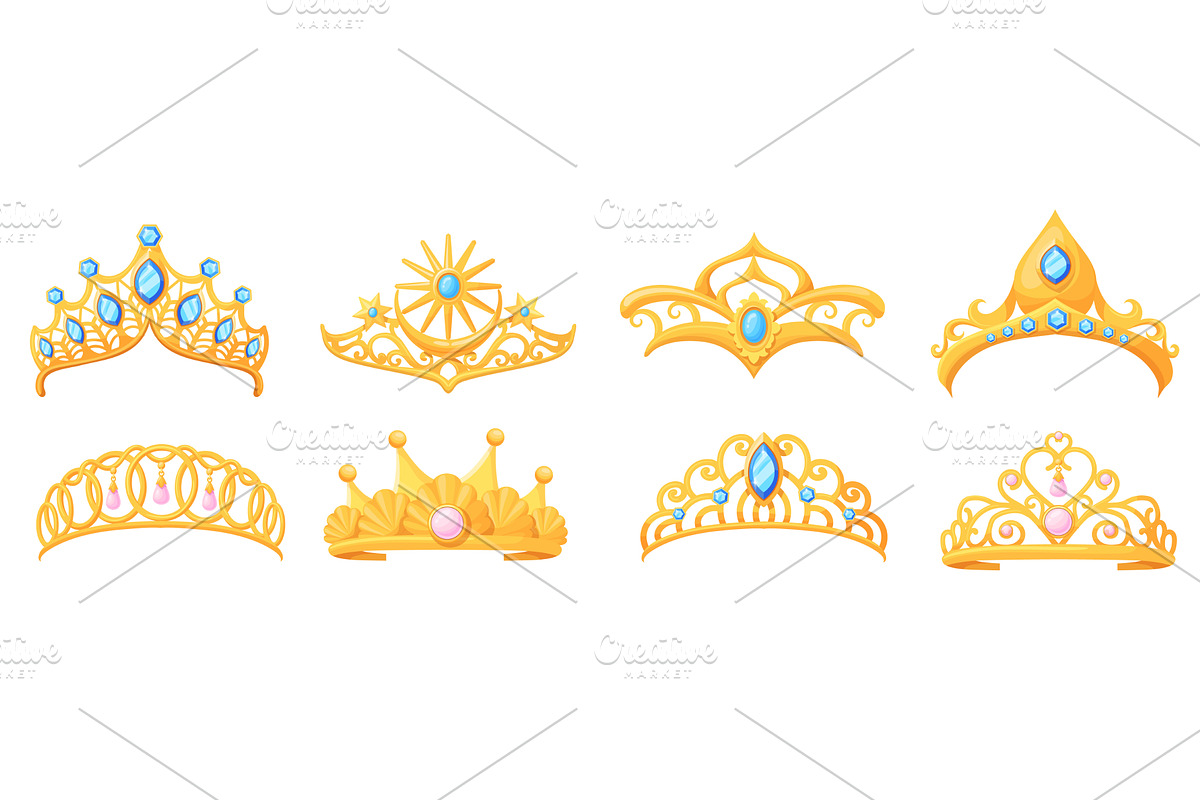 Cartoon tiara. Princess gold diadem, an Illustration by Stock-Smart-Start