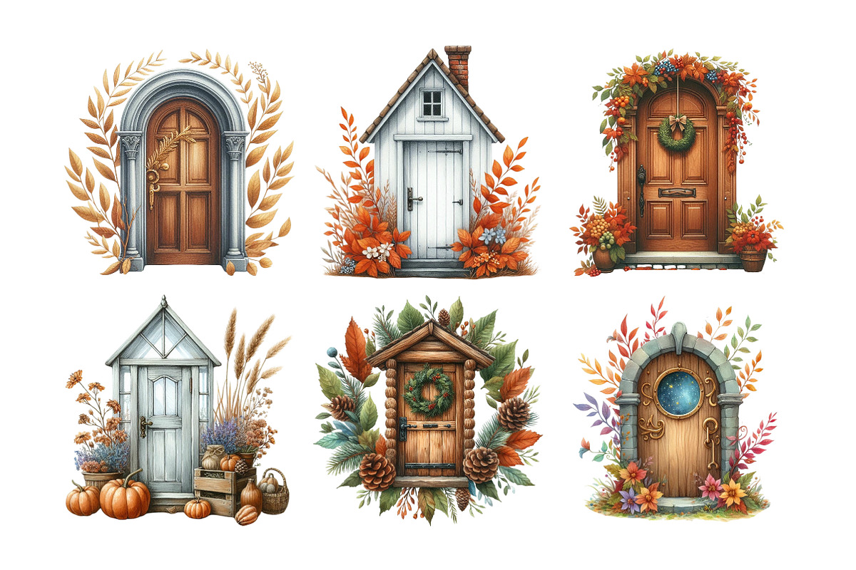 Autumn Door Clipart Bundle, an Illustration by Daily.Designs (Photo 2 of 5)
