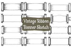Classic Hand-Sketched Ribbon Set, an Illustration by Designs_River