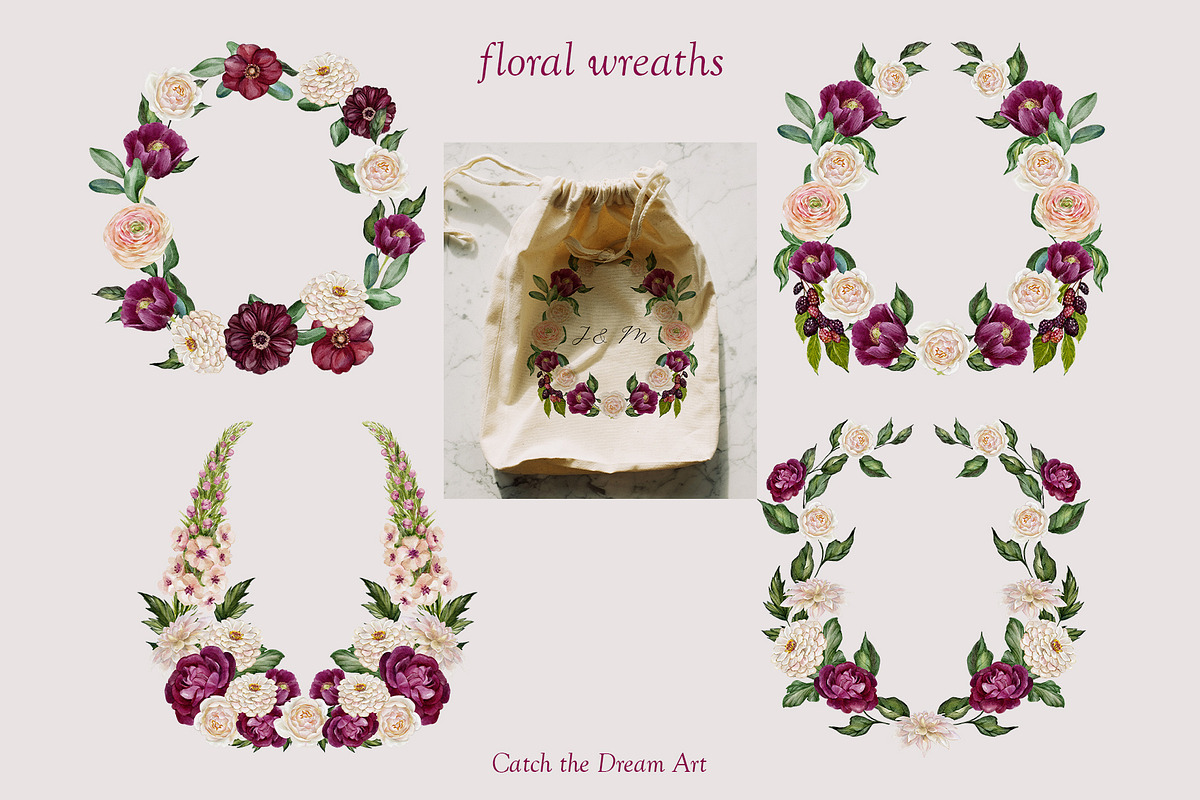Mulberry Night Lace & Florals, a Seasonal Illustration by Catch the Dream Art (Photo 8 of 14)