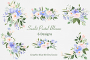 Pastel Flowers in Pink and Blue, an Illustration by Graphic Blue Bird (Thumbnail 2 of 7)