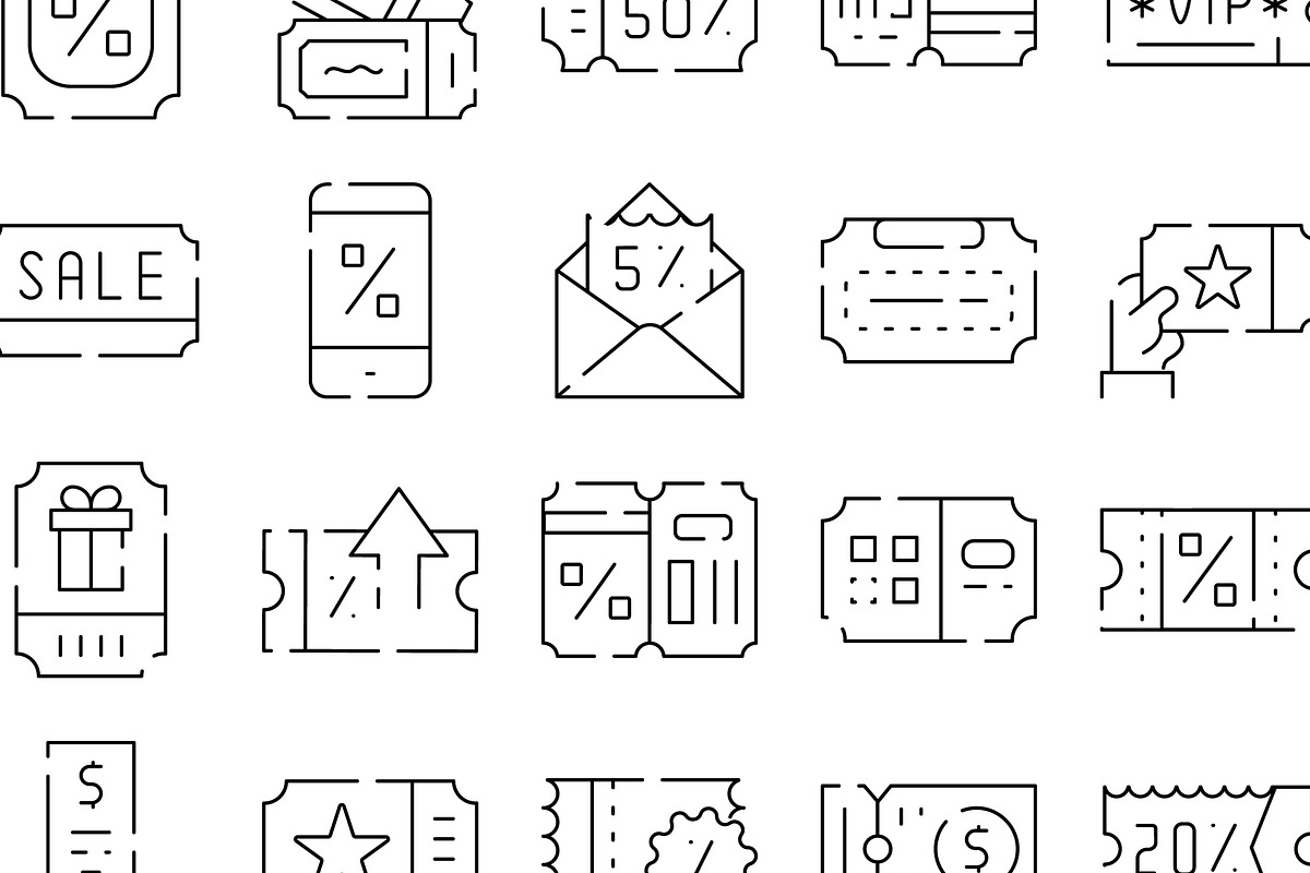 Discount coupon and voucher line art, an Object Graphic by pikepicture (Photo 3 of 3)