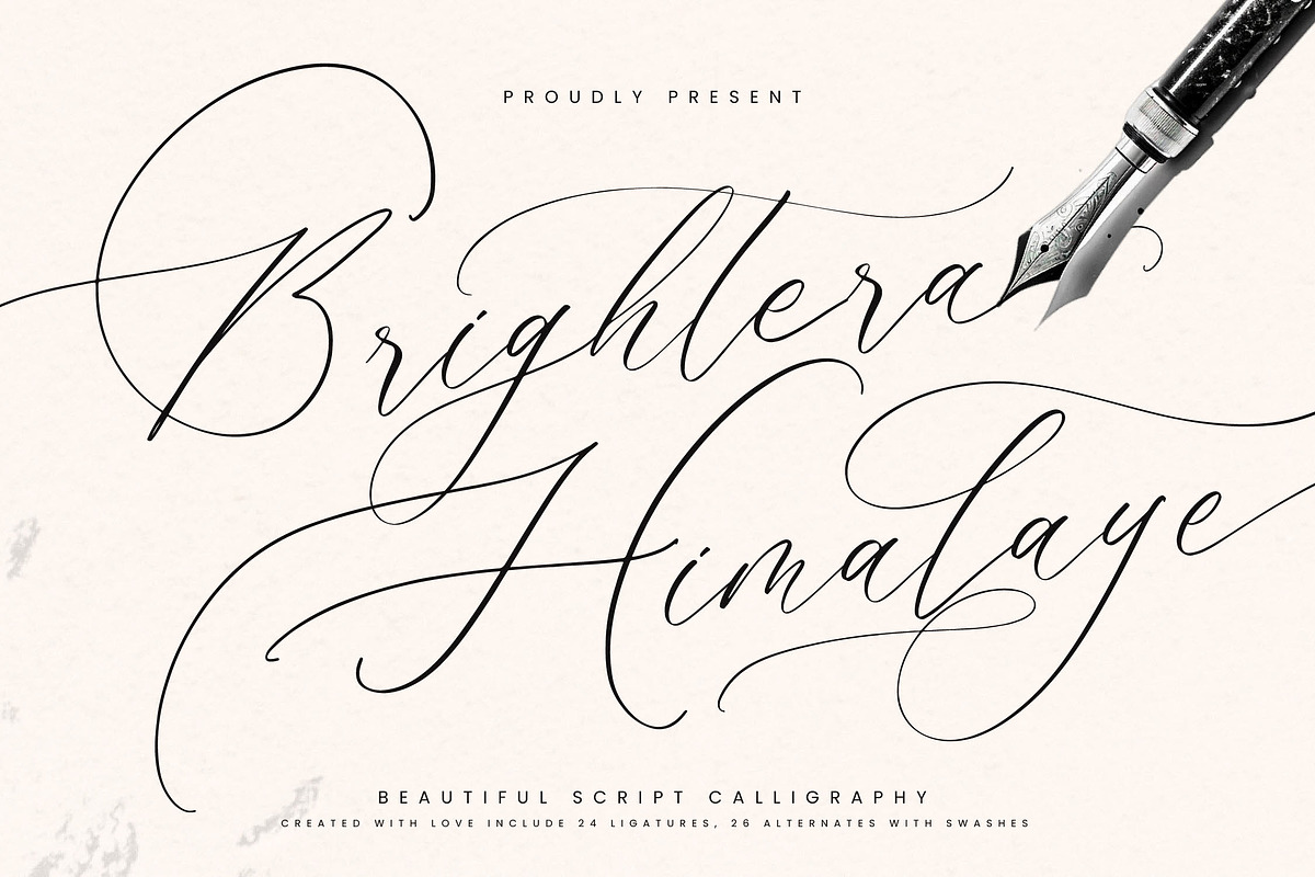 Brightera Himalaye Beautiful Script, a Script Font by Letterena Studios Script (Photo 1 of 15)