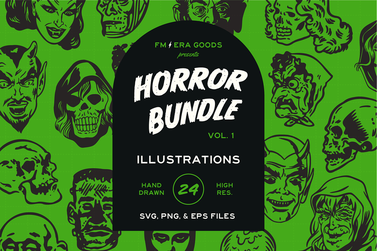 Retro Horror Illustration Bundle, an Illustration by FM Era Studio (Photo 1 of 2)