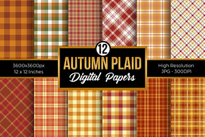 Autumn Plaid Pattern Digital Papers