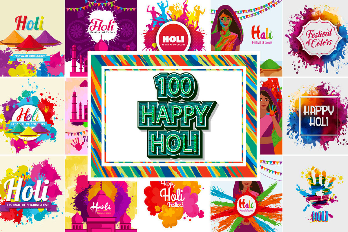 Holi Festival Backgrounds Collection, an Illustration by naem021 (Photo 1 of 10)
