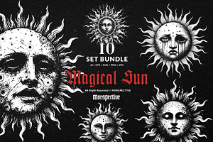 10 Bundle Dark Art Magical Sun Solar, an Illustration by Morspective