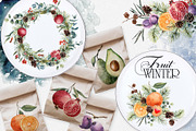 Watercolor winter clipart with fruit, a Decorative Illustration by RushkinaAntonina (Thumbnail 2 of 9)