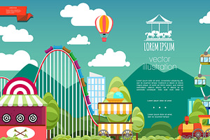 Flat amusement park background