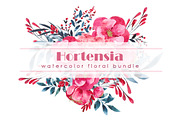 Hortensia - Watercolor floral bundle, an Illustration by Charushella (Thumbnail 1 of 7)
