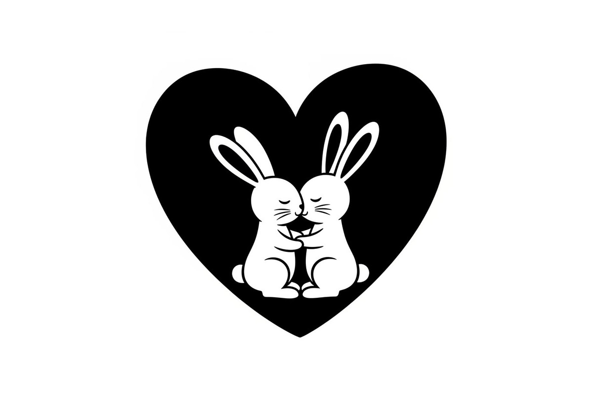 Cute Bunny Love Silhouette Icons, an Illustration by Creativeshirt (Photo 4 of 51)