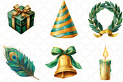 Emerald Nights Green Gold New Year, an Illustration by Black Bird Studio (Thumbnail 2 of 6)