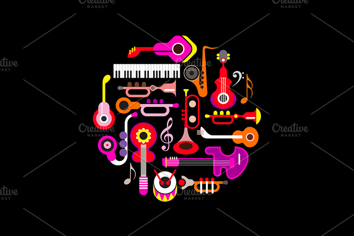 Musical Instruments Round Design, an Illustration by danjazzia
