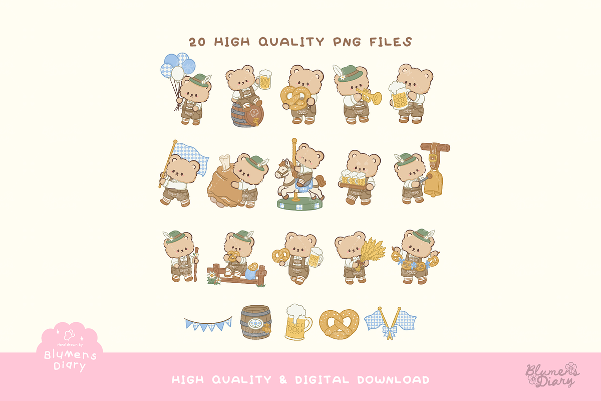 Bear Bavarian Biergarten Clipart, an Animal Illustration by Blumensdiary (Photo 2 of 6)