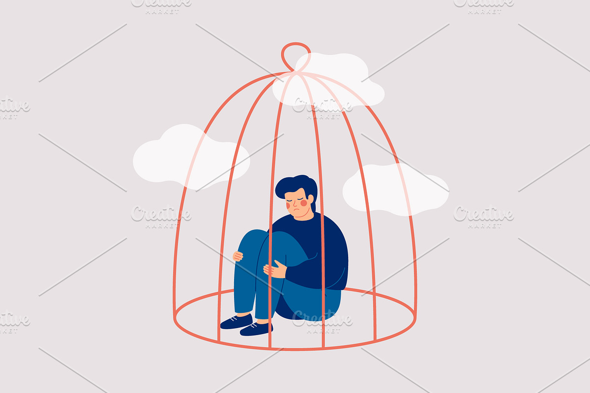 Help a Man in Isolation, a Healthcare Illustration by Mary Long (Photo 2 of 3)