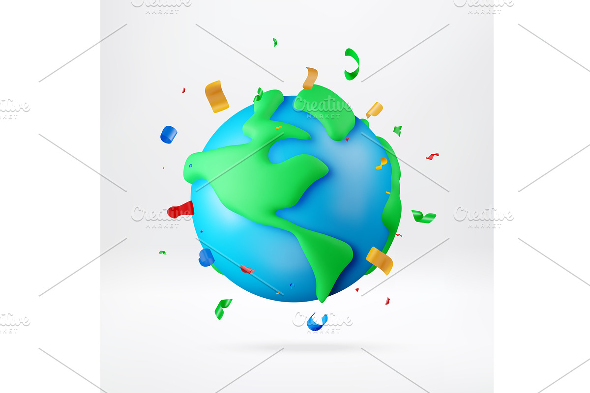 3D earth globe with colorful flying, an Illustration by Abscent