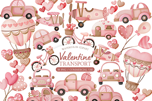 Valentine Transportation PNG Set, an Illustration by MockupWizard