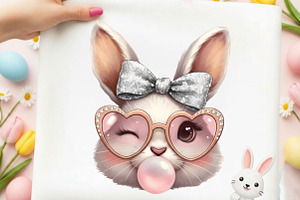 Leopard Easter Bubblegum Bunny Png, an Illustration by Designking