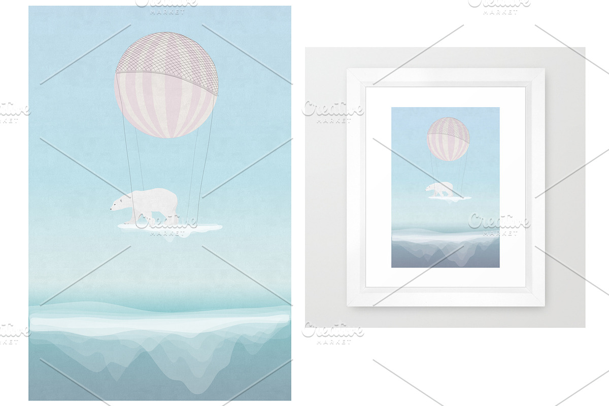 Vector illustration | Bear, bird, an Animal Illustration by Julia Dreams