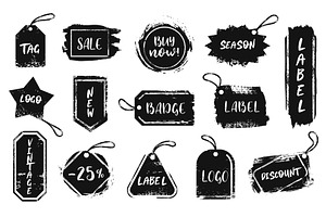 Grunge labels. Vintage tag badges, an Illustration by winwin.art