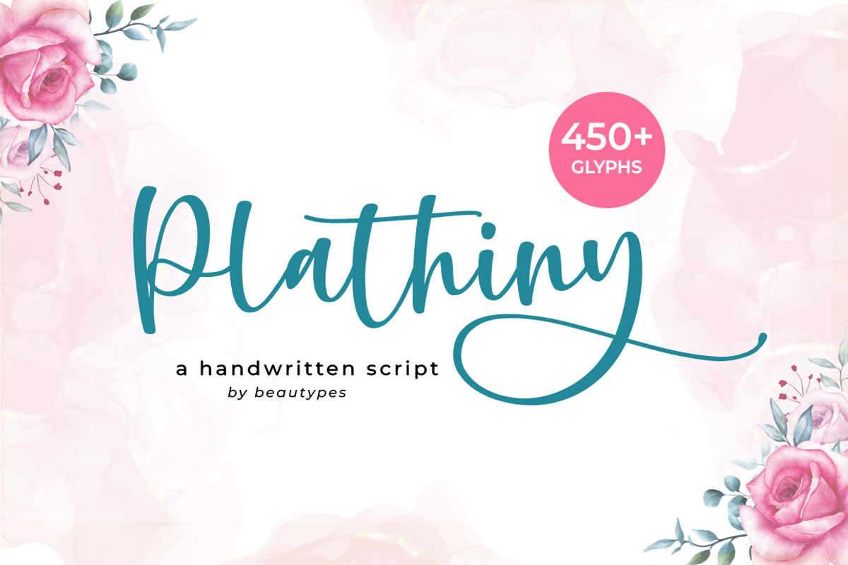 Plathiny - a handwritten script, a Handwritten Font by Beautypes (Photo 1 of 7)