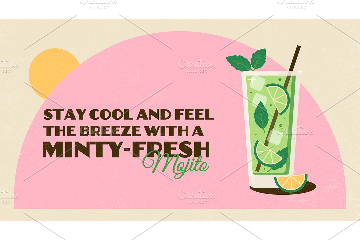 10 Summer Retro Cocktail Banners, a Seasonal Illustration by Soulprint Mercury (Photo 3 of 12)