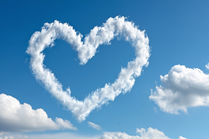 Heart-shaped cloud floats on bright, a Nature Photo by MistyDay