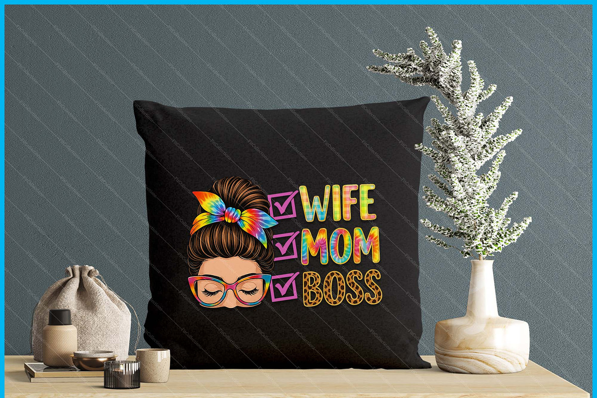 Wife Mom Boss Messy Bun Mother's Day, a Graphic by Creativeusart (Photo 3 of 4)