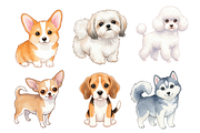 Watercolor Dogs Clipart, an Animal Illustration by BerryPieArt (Thumbnail 2 of 4)