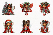 Whimsical Christmas Fairy Clipart, a Seasonal Illustration by fashionaddict (Thumbnail 3 of 7)