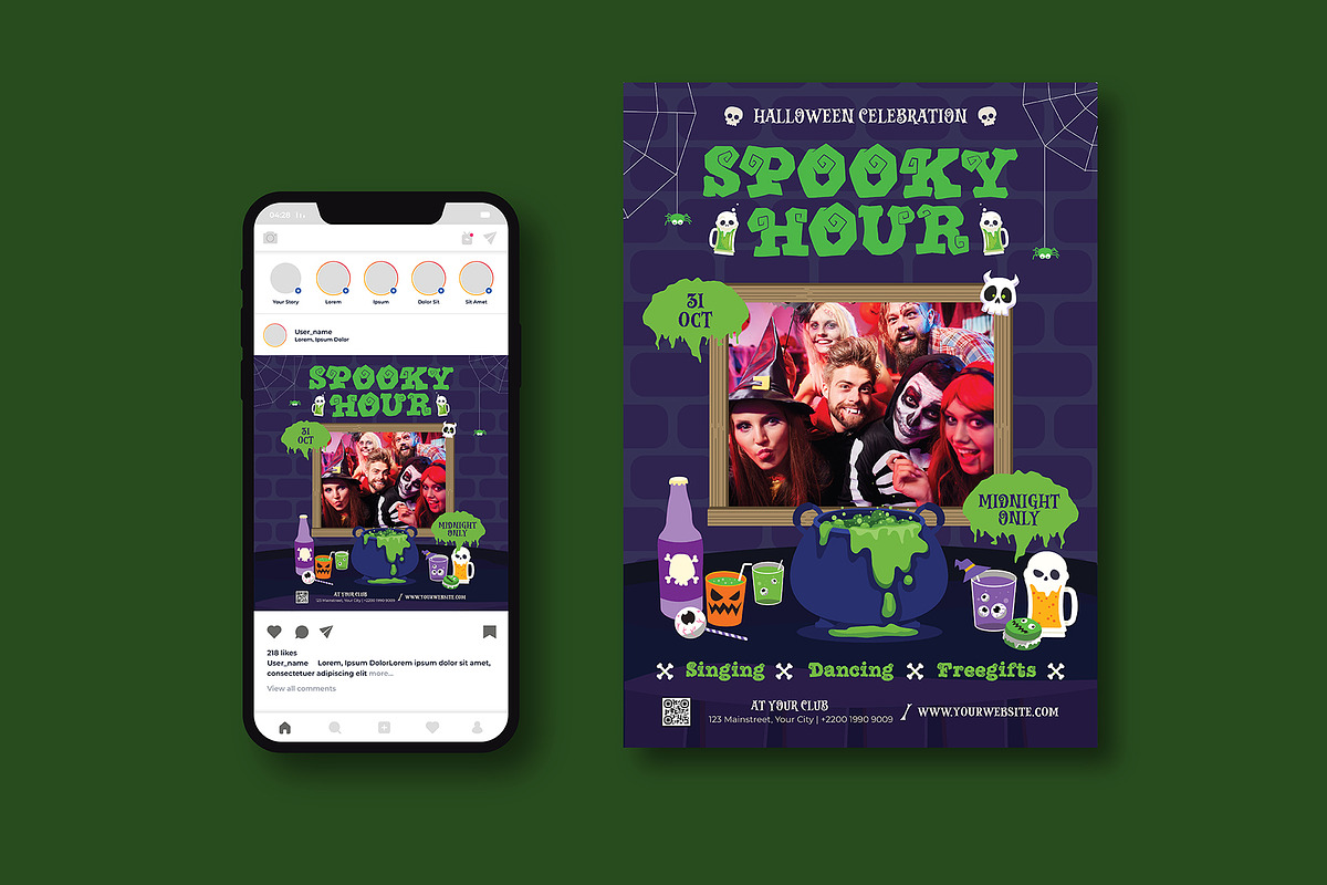 Spooky Hour Flyer, a Flyer Template by iDoodle Studio