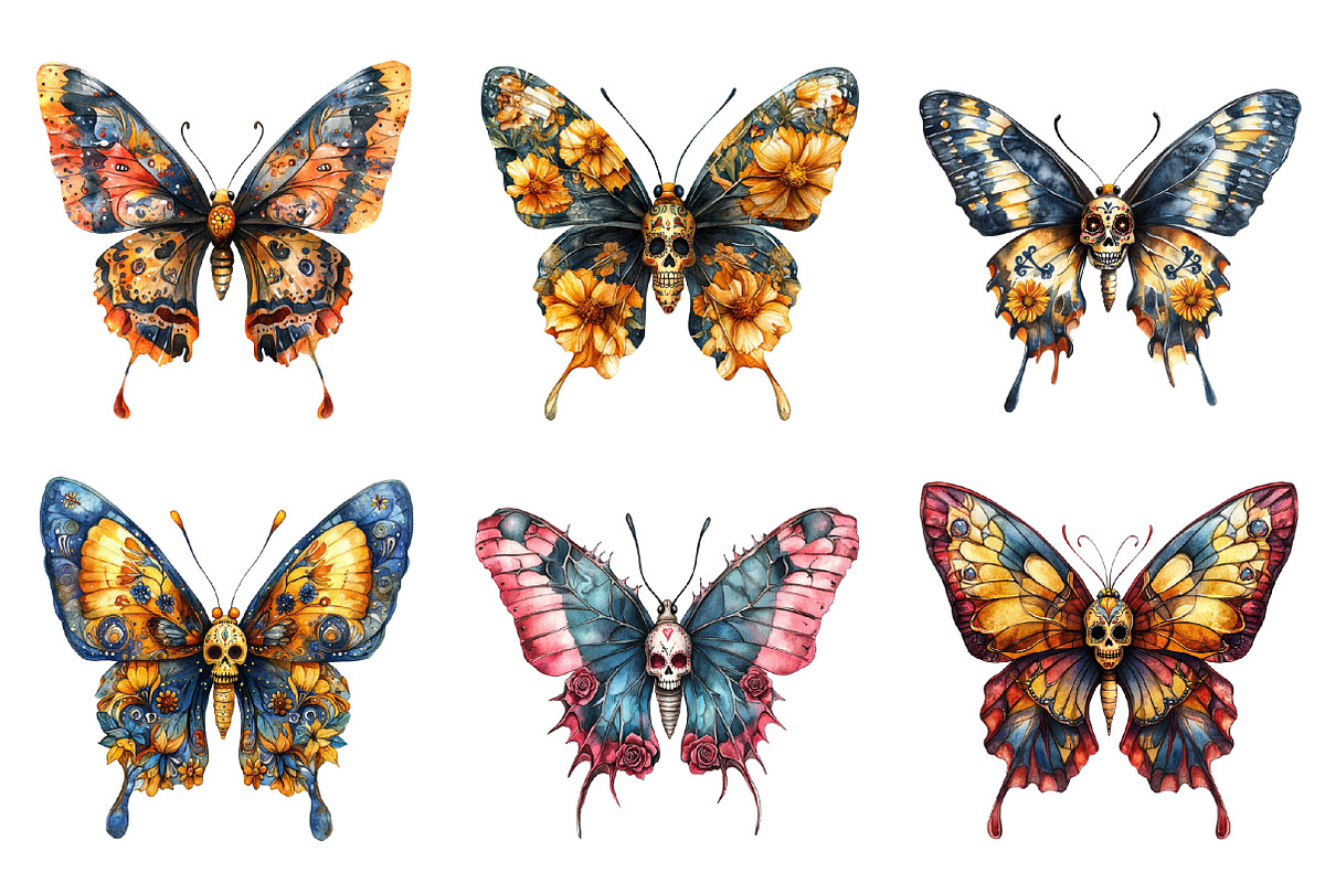 Sugar Skull Butterfly PNG, an Illustration by SinaCreation (Photo 3 of 5)