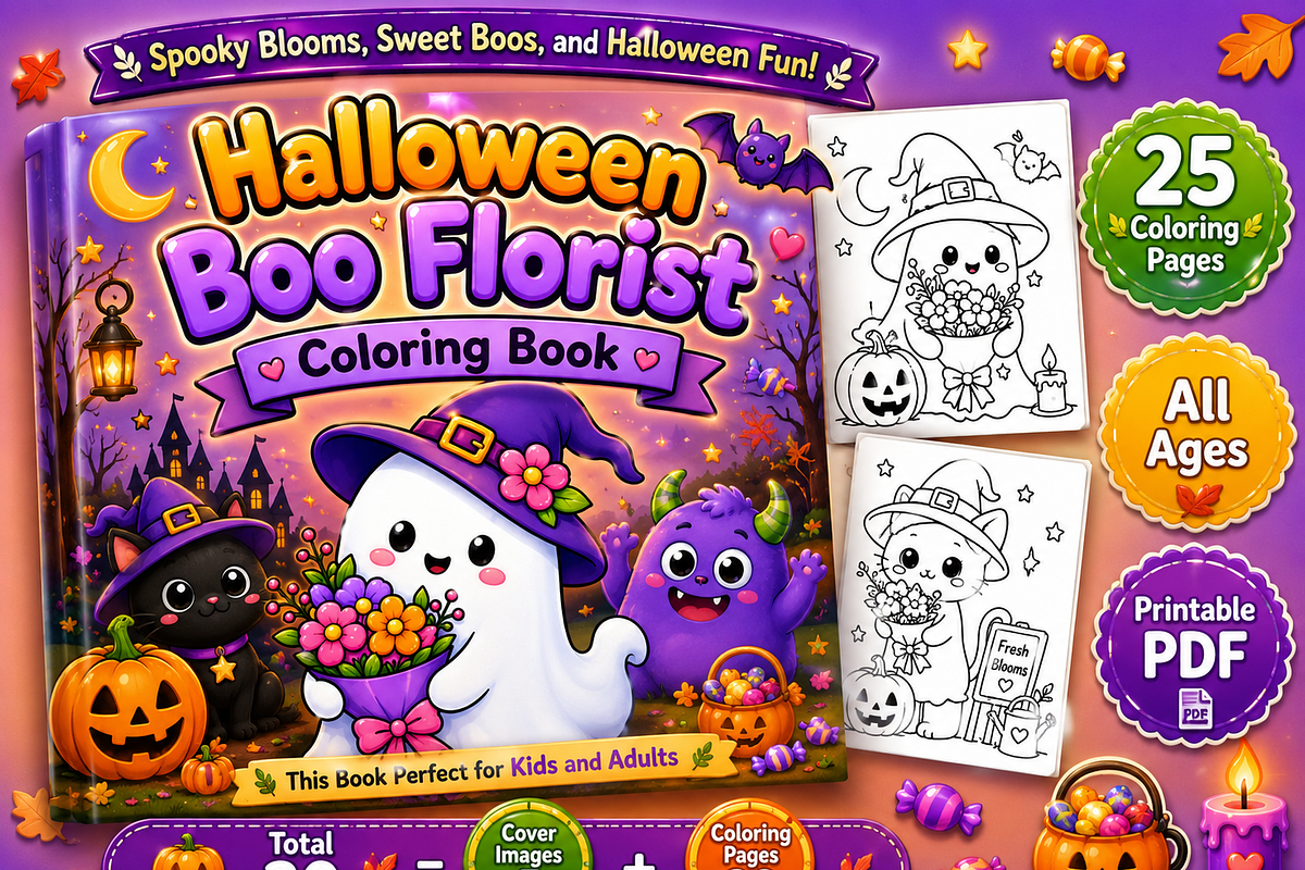 Halloween Boo Florist Coloring Book, a Seasonal Illustration by Design Zone (Photo 1 of 5)