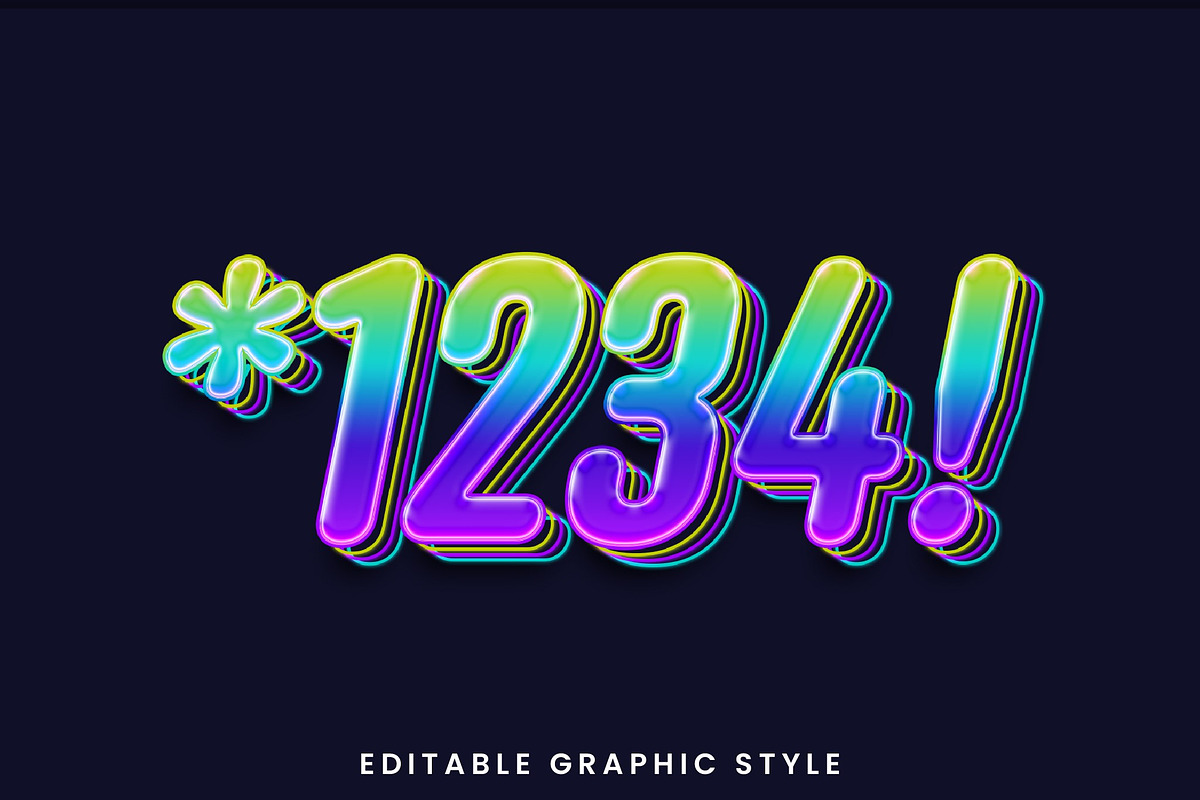 Neon Glossy Layered Text Effect, a Brushes & More by studiogstock (Photo 2 of 2)