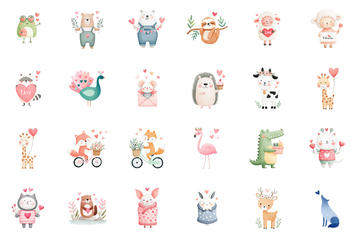 Animals Valentine Day Clipart, an Animal Illustration by Sublimation Artist (Photo 2 of 6)