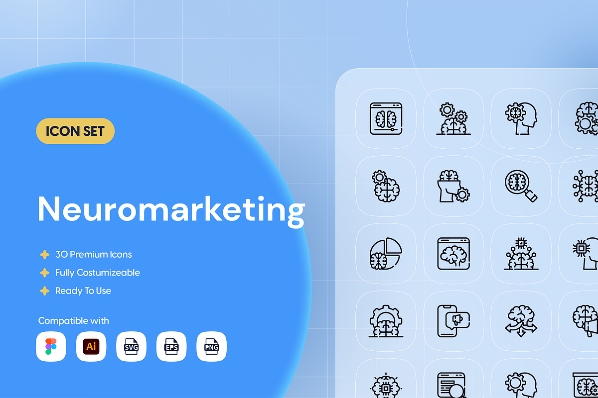Neuromarketing Icon Set, an Outline Icon by Nathaya Studio (Photo 1 of 2)