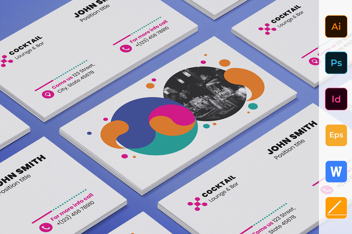Lounge Bar Business Card, a Business Card Template by TemplatesNow! (Photo 1 of 3)
