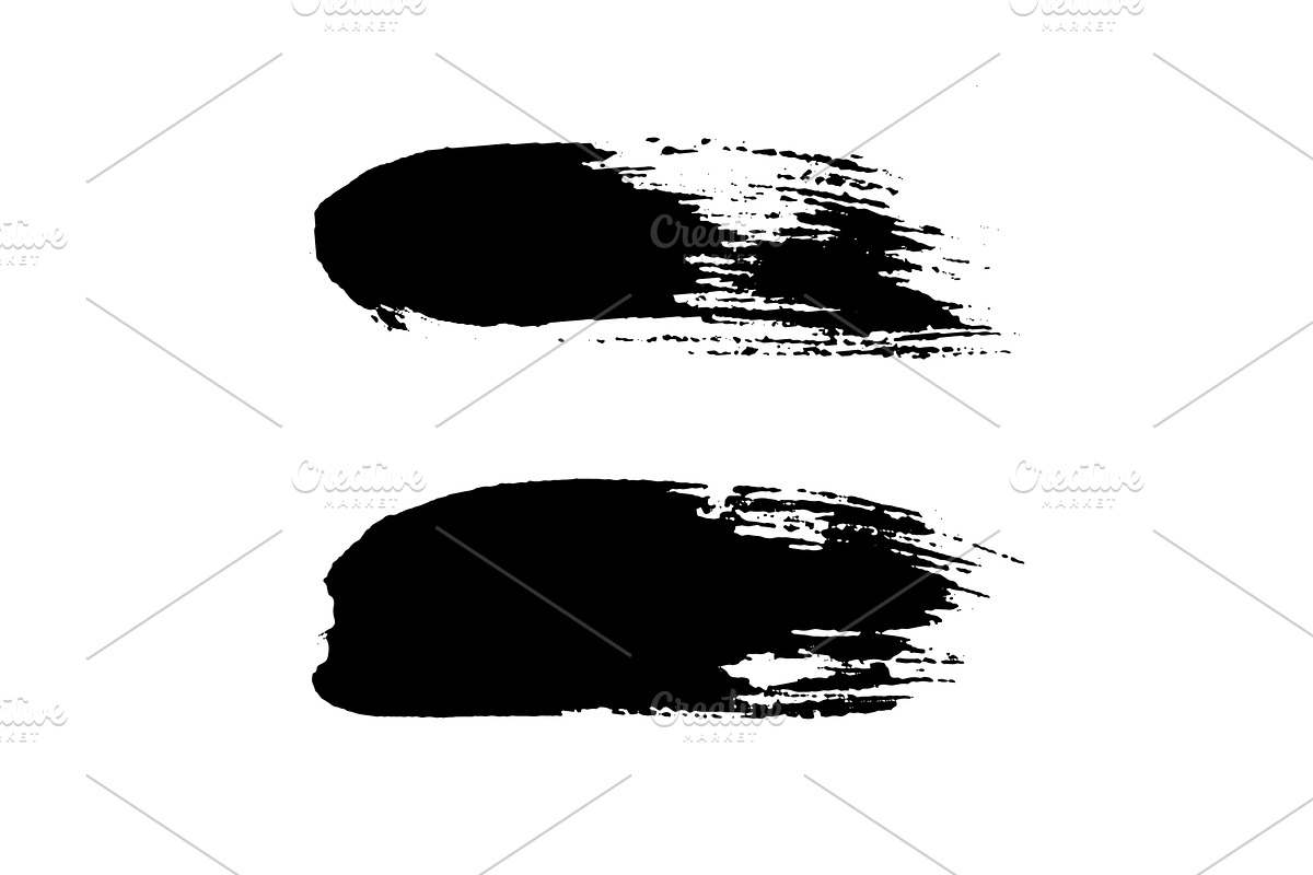 Grunge ink brush strokes elements, an Illustration by Mila Di Art