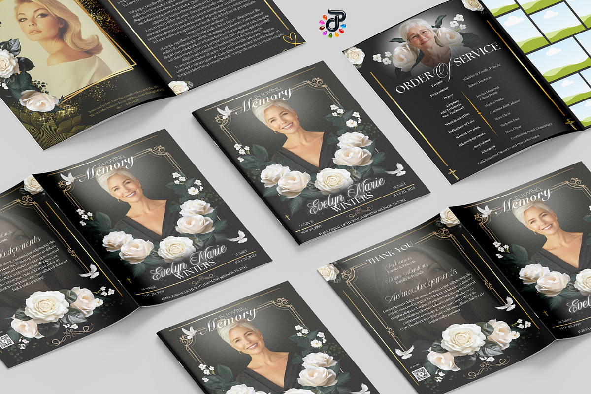 Elegant Canva Obituary Template, a Brochure Template by Protech Design ENT (Photo 2 of 9)