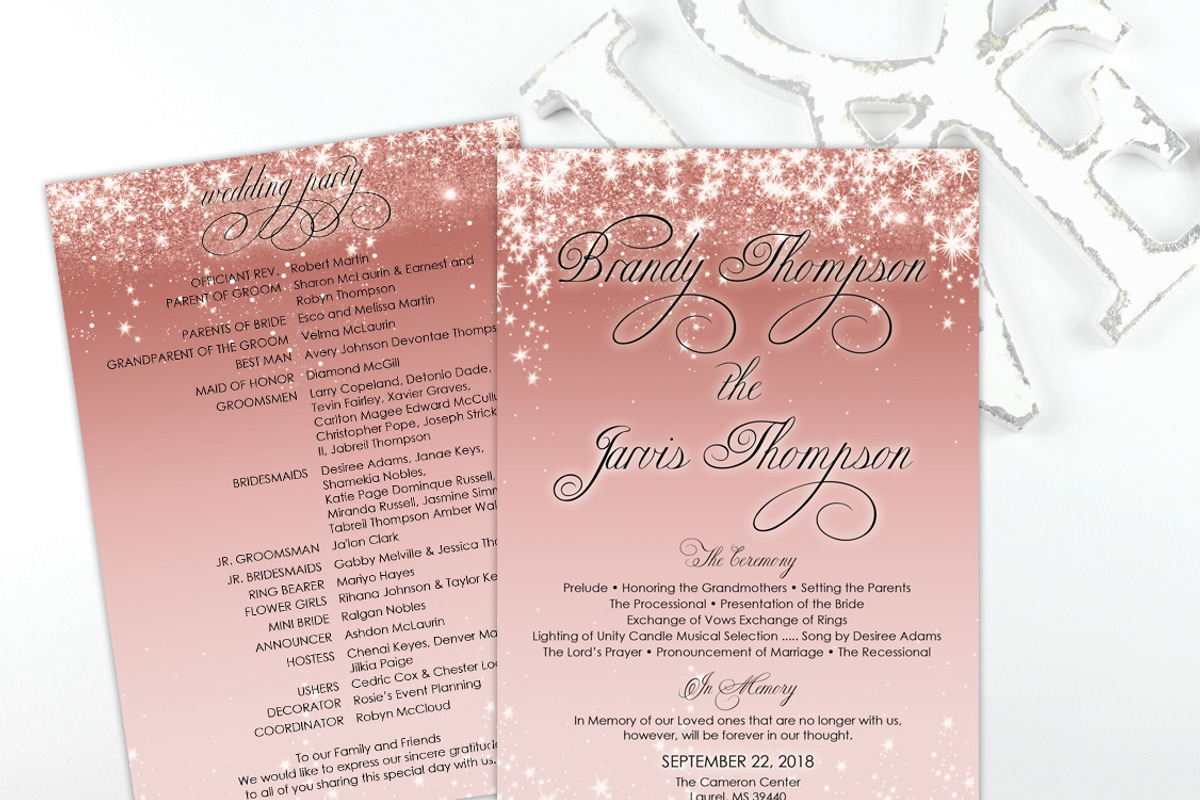 Rose Gold Romantic Wedding Program, an Invitation Template by DreamsClipArt (Photo 3 of 3)