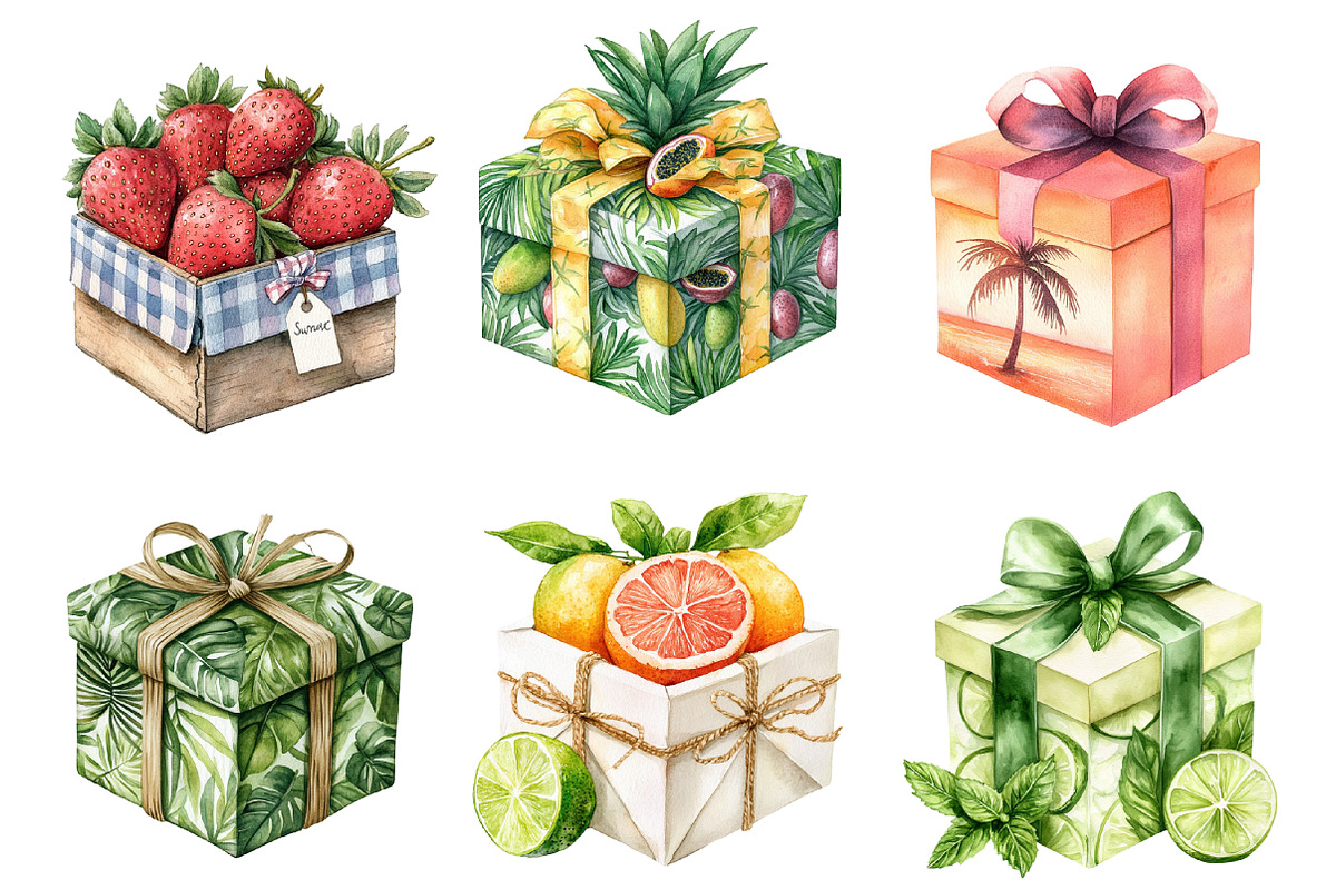 Summer Gift Box Clipart, an Illustration by SinaCreation (Photo 2 of 5)