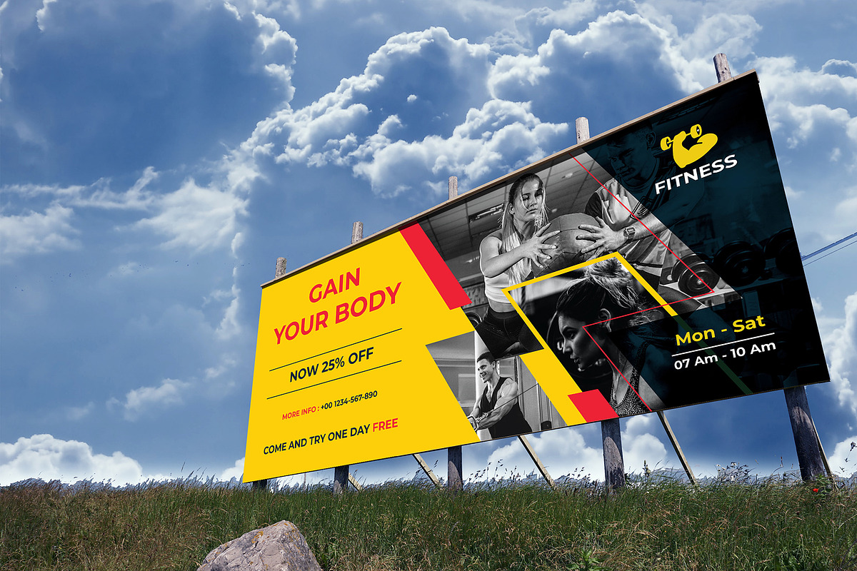 gym billboard template, a Poster Template by creative-som (Photo 2 of 3)