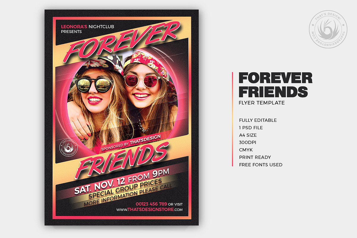 Forever Friends Flyer Template, a Flyer Template by ThatsDesignArt (Photo 2 of 7)